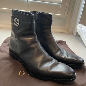 Men’s GUCCI ankle boot in black leather Sz 11